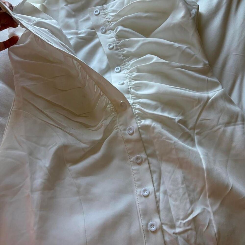 SHEIN White Button Up Mini Dress Collared Party Clubwear Festival Going Out Dres